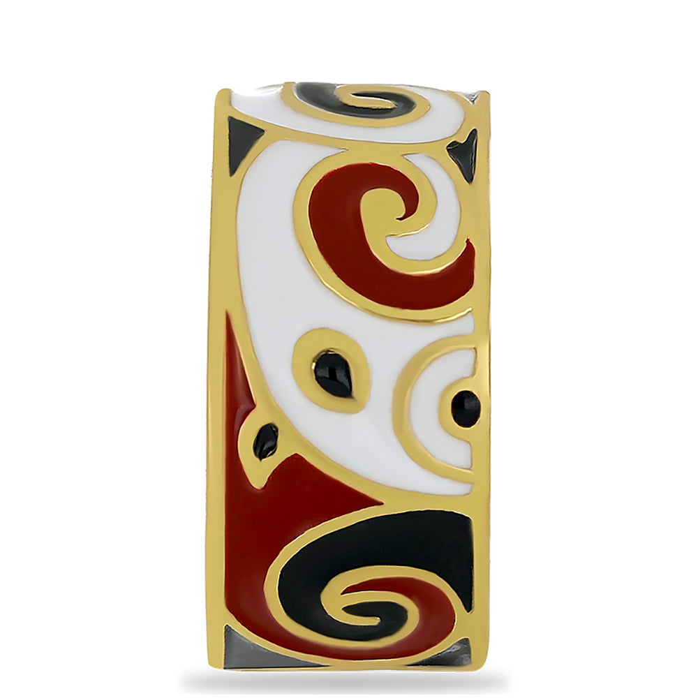 Pierścionek srebrny pozłacany emaliowany