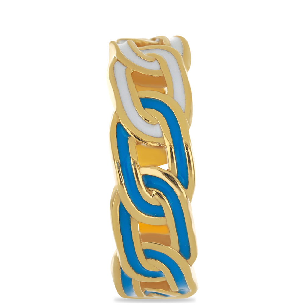 Pierścionek srebrny pozłacany emaliowany