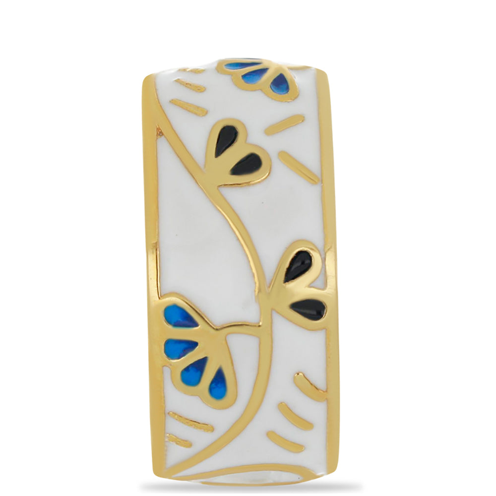 Pierścionek srebrny pozłacany emaliowany