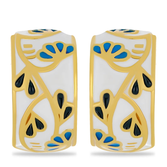 Kolczyki srebrne pozłacane emaliowany