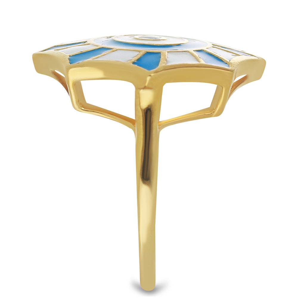 Pierścionek srebrny pozłacany emaliowany