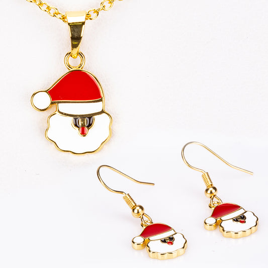 Zestaw pozłacane z czerwonym kryształem emporia® ( Naszyjnik+Kolczyki+Zawieszka )