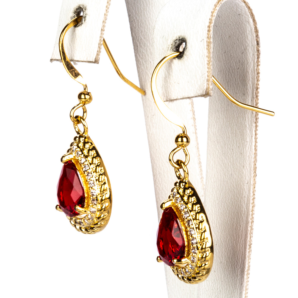 Zestaw pozłacane z czerwonym kryształem emporia® ( Naszyjnik+Kolczyki+Pierścionek ) 3 