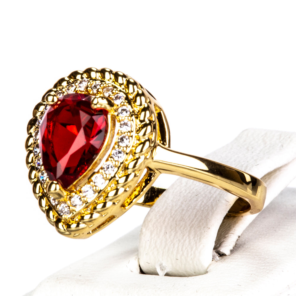 Zestaw pozłacane z czerwonym kryształem emporia® ( Naszyjnik+Kolczyki+Pierścionek ) 5 