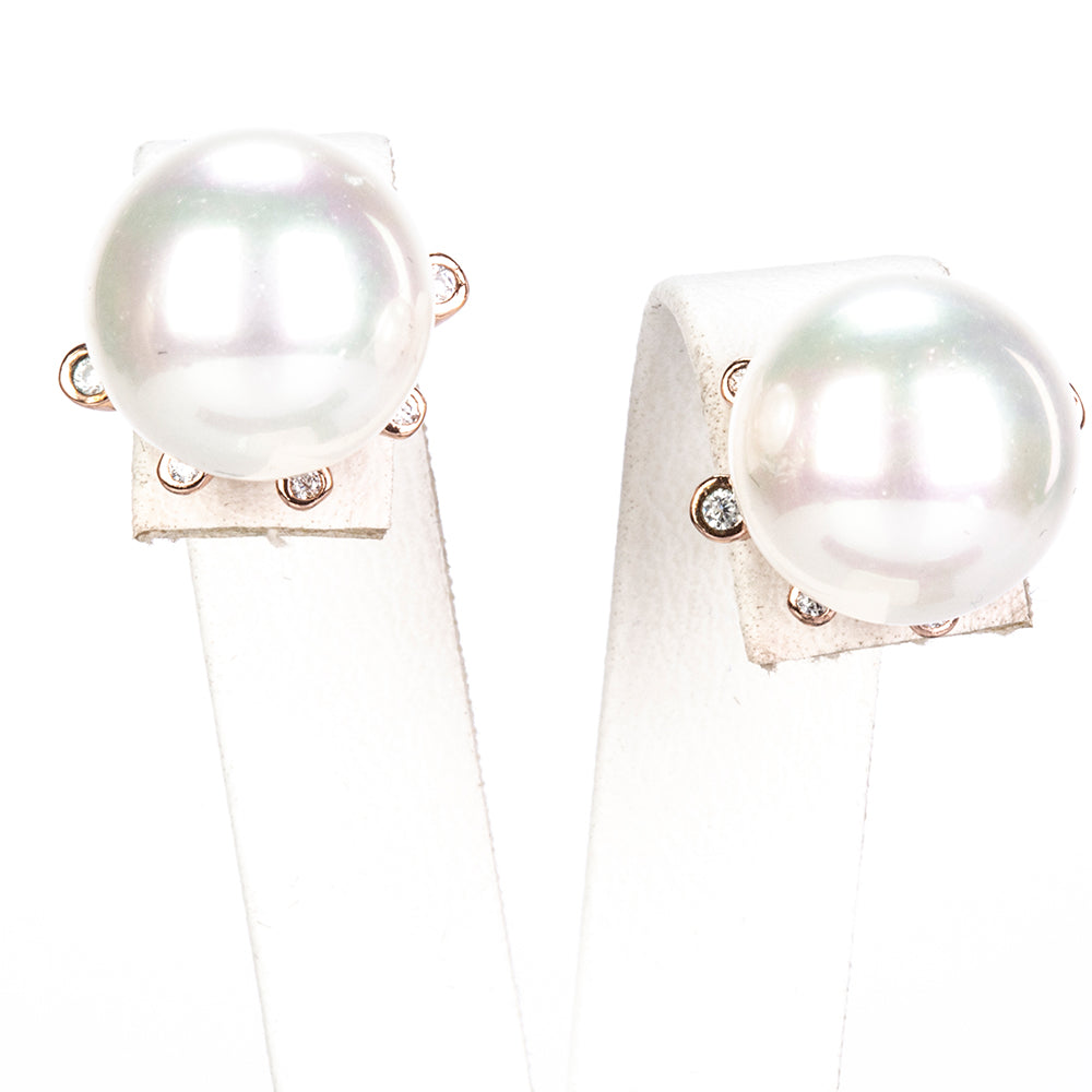 Zestaw pozłacane ze szklaną perłą i białym kryształem emporia® ( Naszyjnik+Kolczyki+Pierścionek )