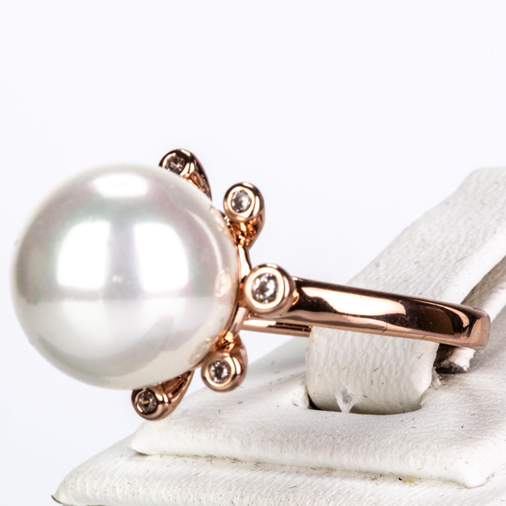 Zestaw pozłacane ze szklaną perłą i białym kryształem emporia® ( Naszyjnik+Kolczyki+Pierścionek )