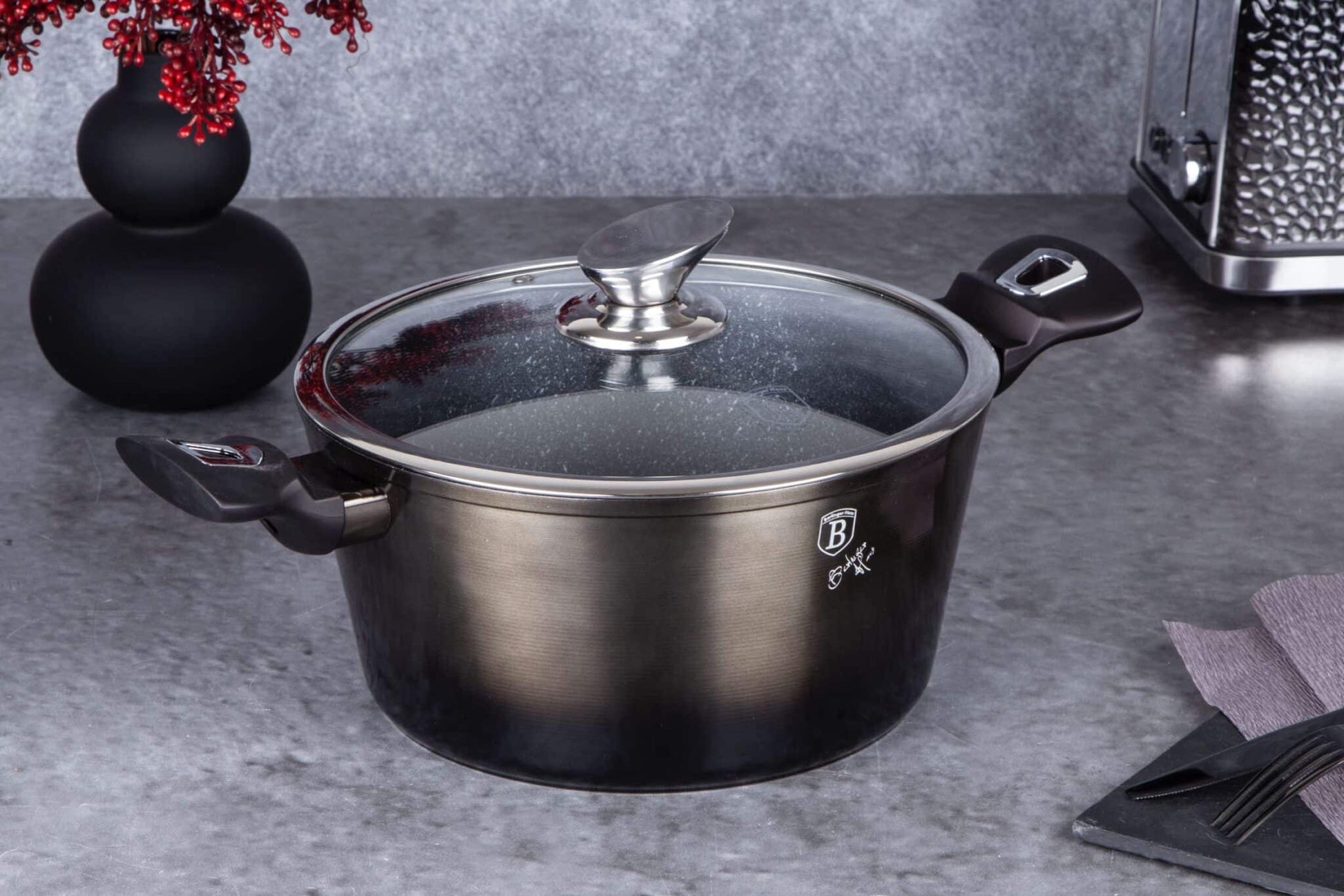 Berlinger Haus Metallic Line Shiny Black Edition Zapiekanka z pokrywką (4,1 L) 3 