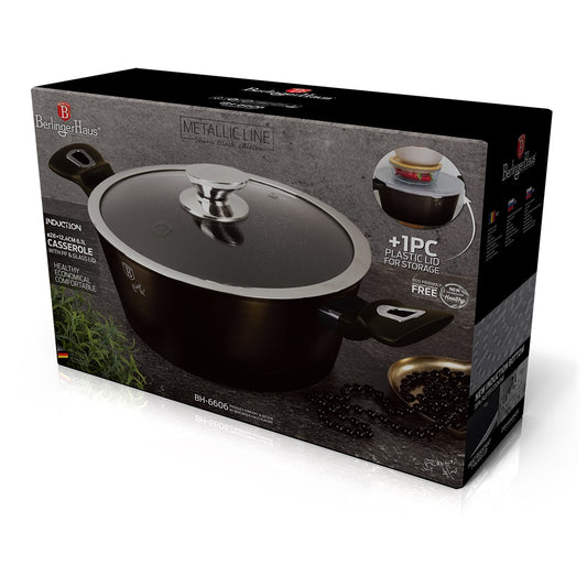 Berlinger Haus Metallic Line Shiny Black Edition Zapiekanka z pokrywką (6,1 L)