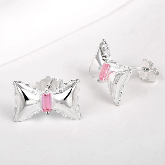 Whitegold Tone Alloy Earrings with Pink Emporia Crystals