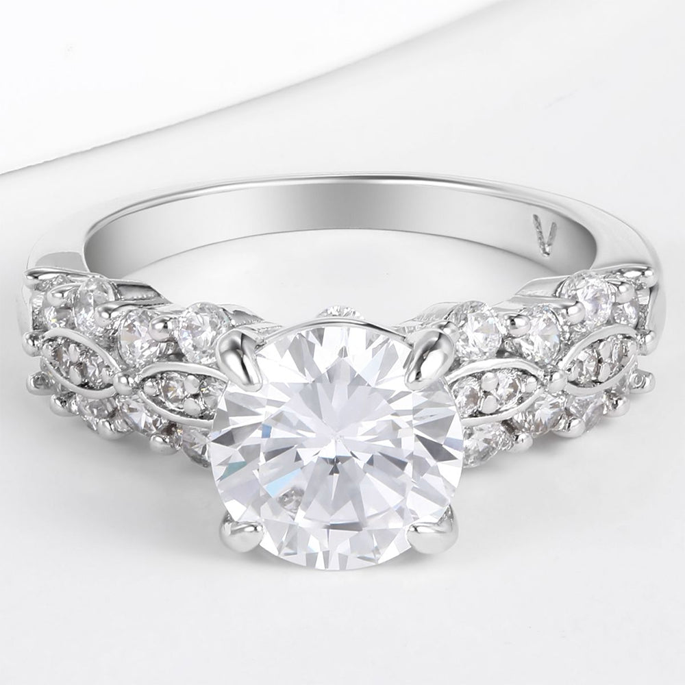 Pierścionek pozłacany z białym kryształem emporia®