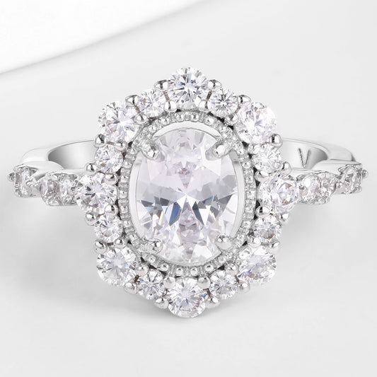 Whitegold Tone Alloy Ring with White Emporia Crystals