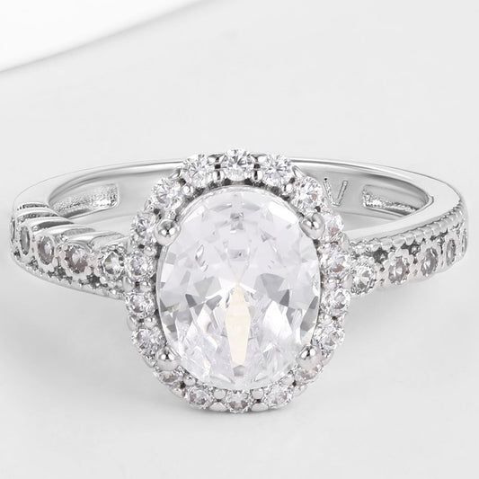 Whitegold Tone Alloy Ring with White Emporia Crystals