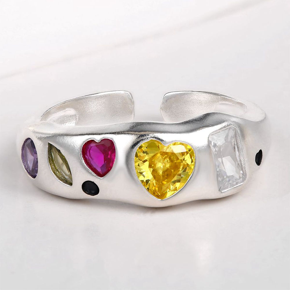 Pierścionek pozłacany z czerwonym kryształem emporia® i żółtym kryształem emporia® 1 