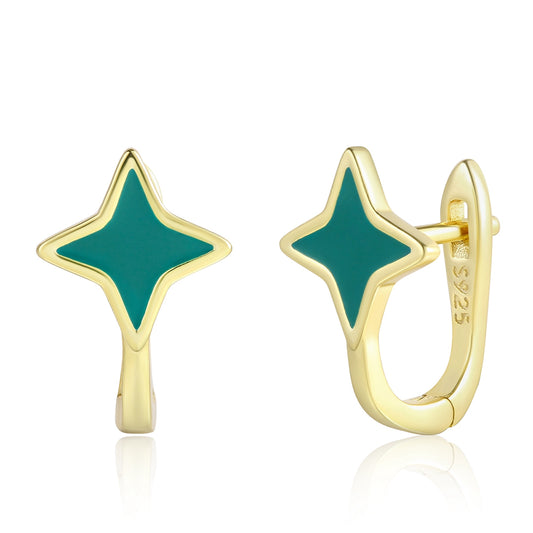 Kolczyki pozłacane z zielonym kryształem emporia®