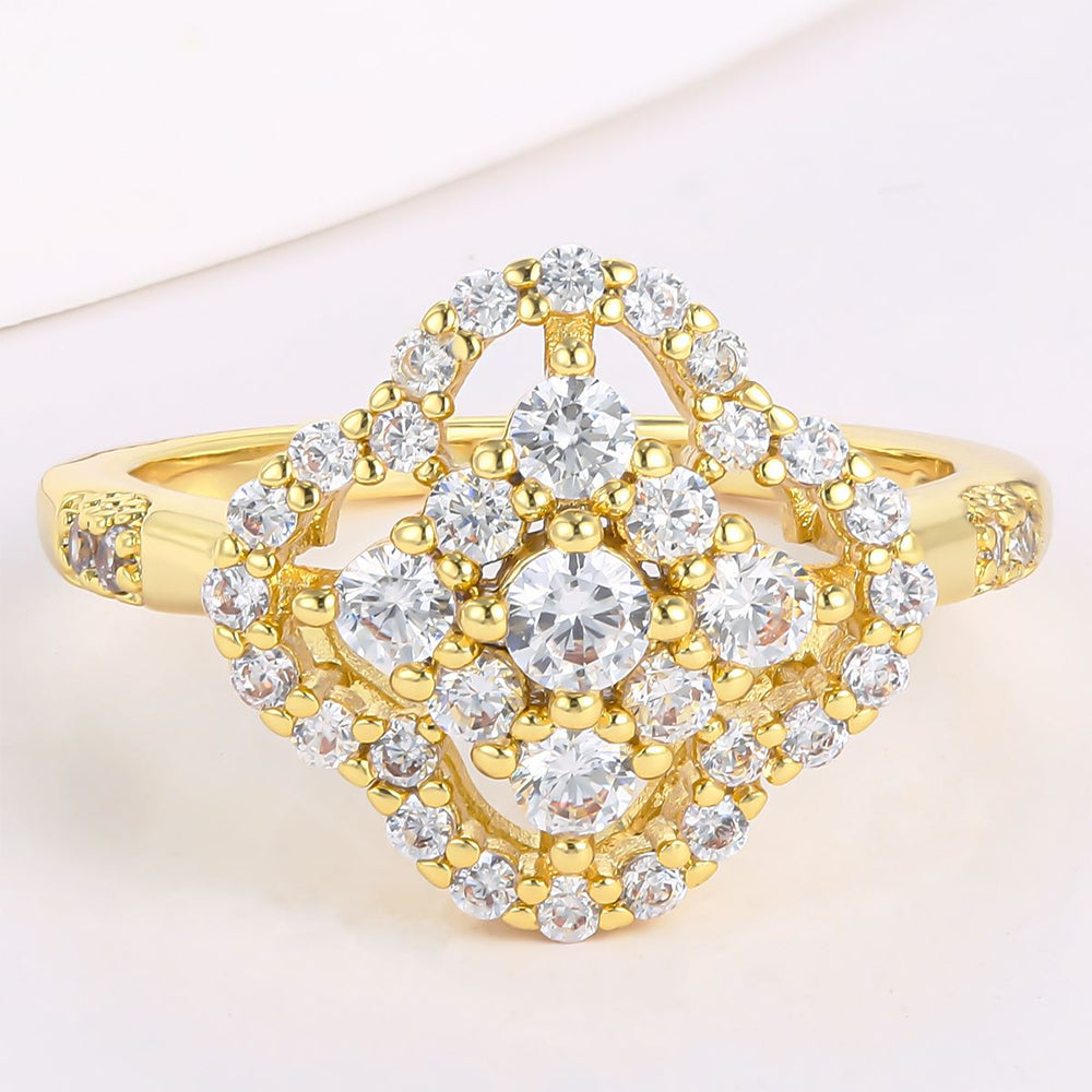 Pierścionek pozłacany z białym kryształem emporia® 1 