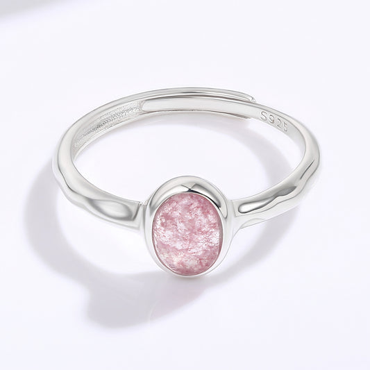 Whitegold Tone Alloy Ring with Pink Emporia Crystals