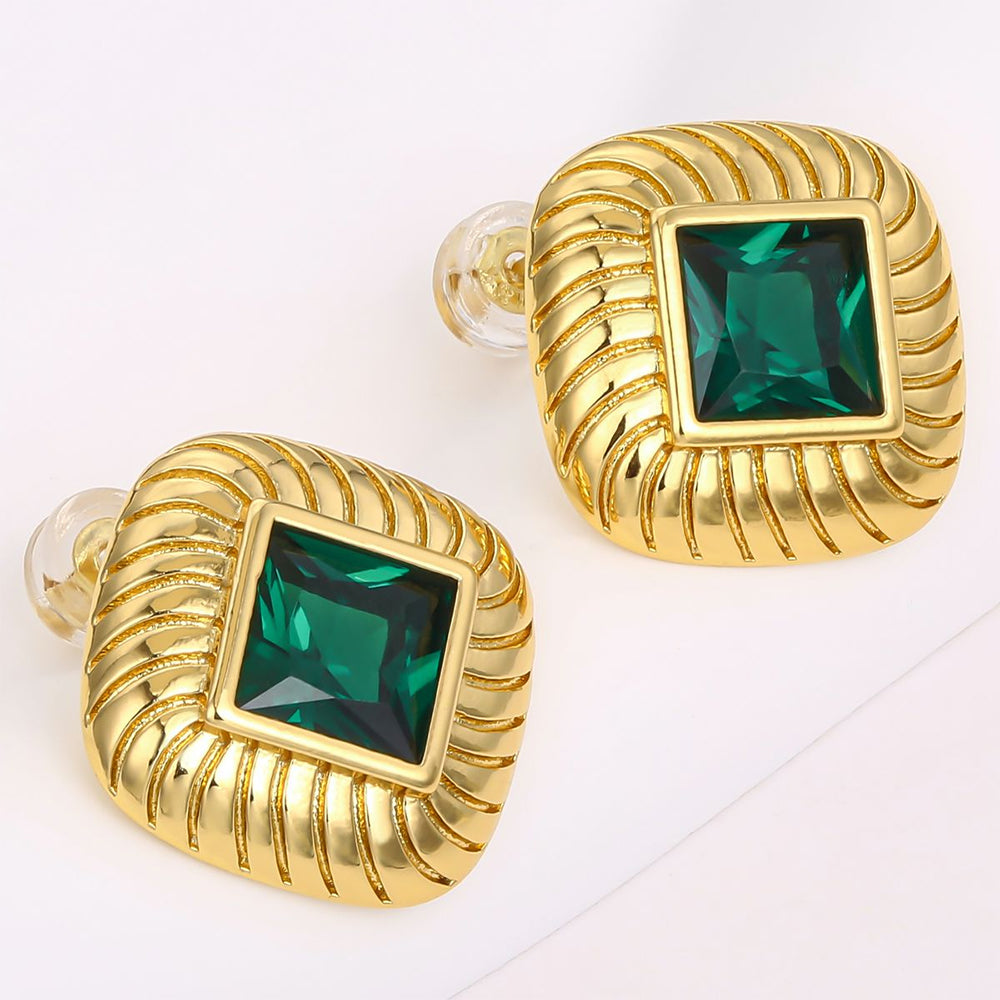 Kolczyki pozłacane z zielonym kryształem emporia® 1 