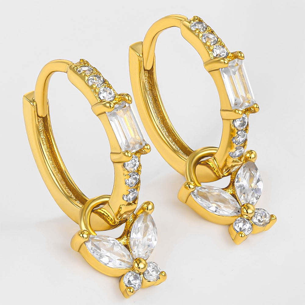 Kolczyki pozłacane z białym kryształem emporia® 1 