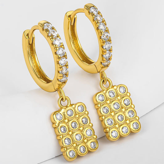 Kolczyki pozłacane z białym kryształem emporia®