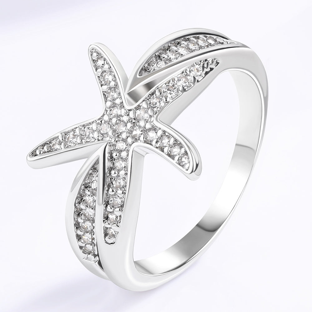 Pierścionek pozłacany z białym kryształem emporia® 1 