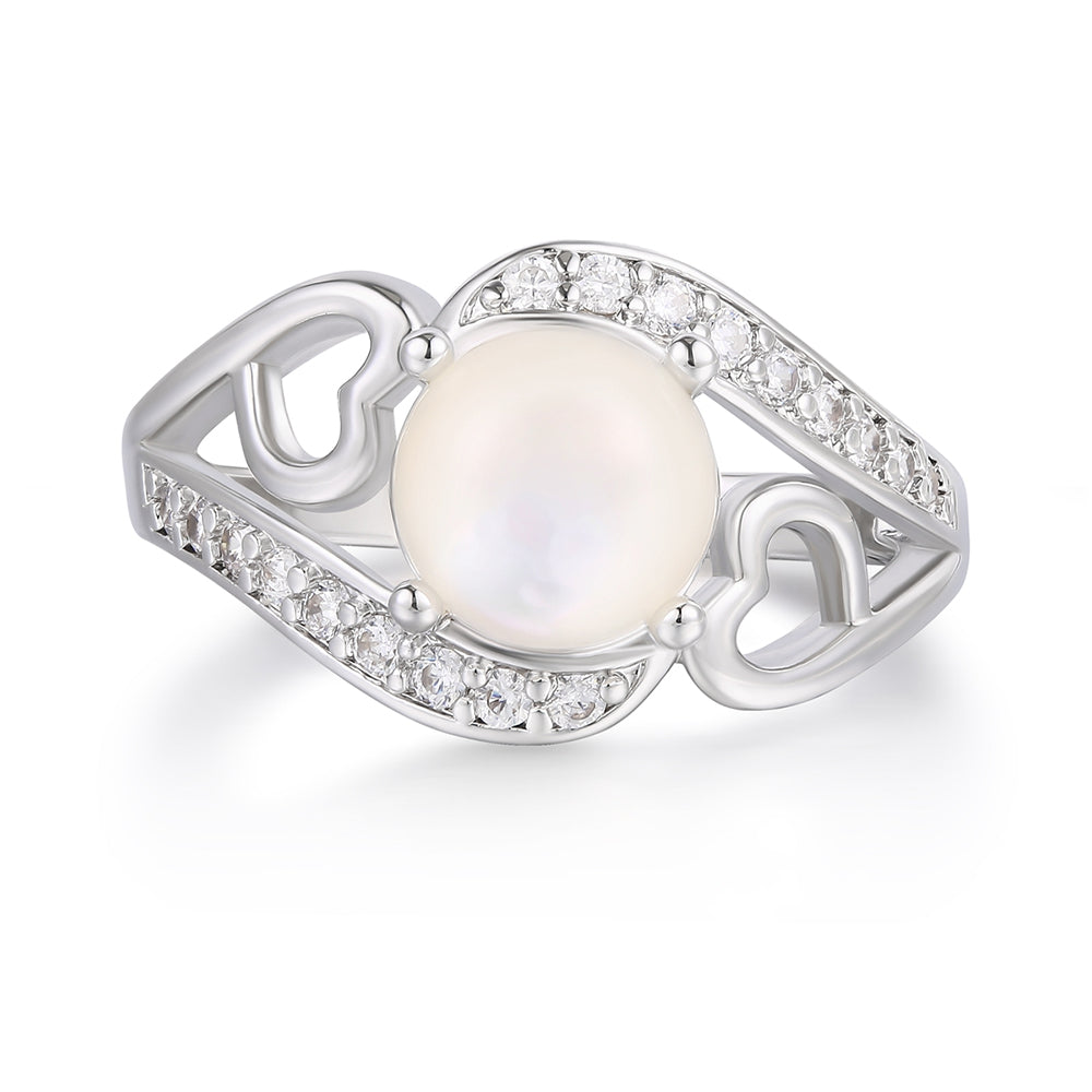 Pierścionek pozłacany z białym kryształem emporia® i emaliowany 1 