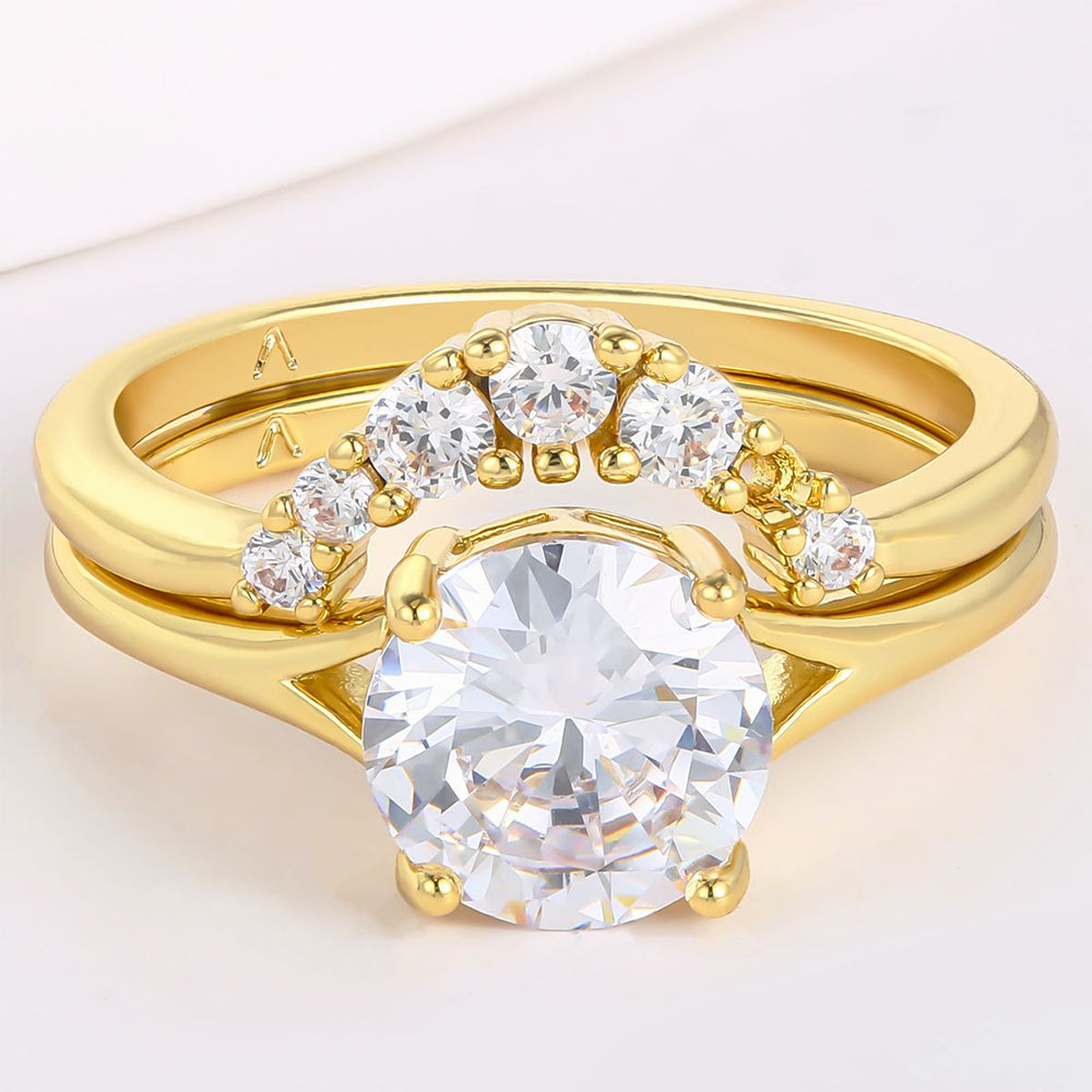 Pierścionek pozłacany z białym kryształem emporia® 1 