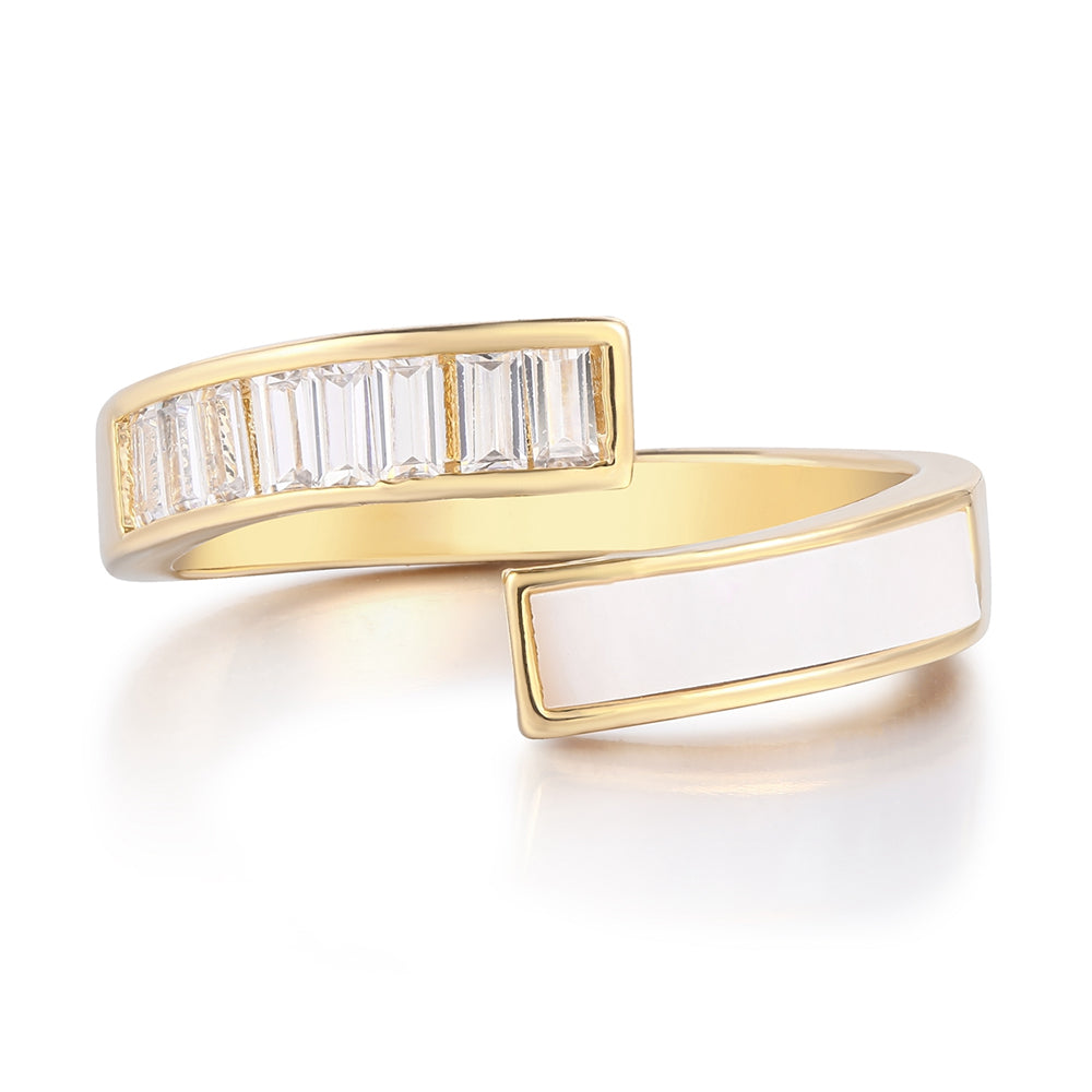 Pierścionek pozłacany z białym kryształem emporia® i emaliowany 1 