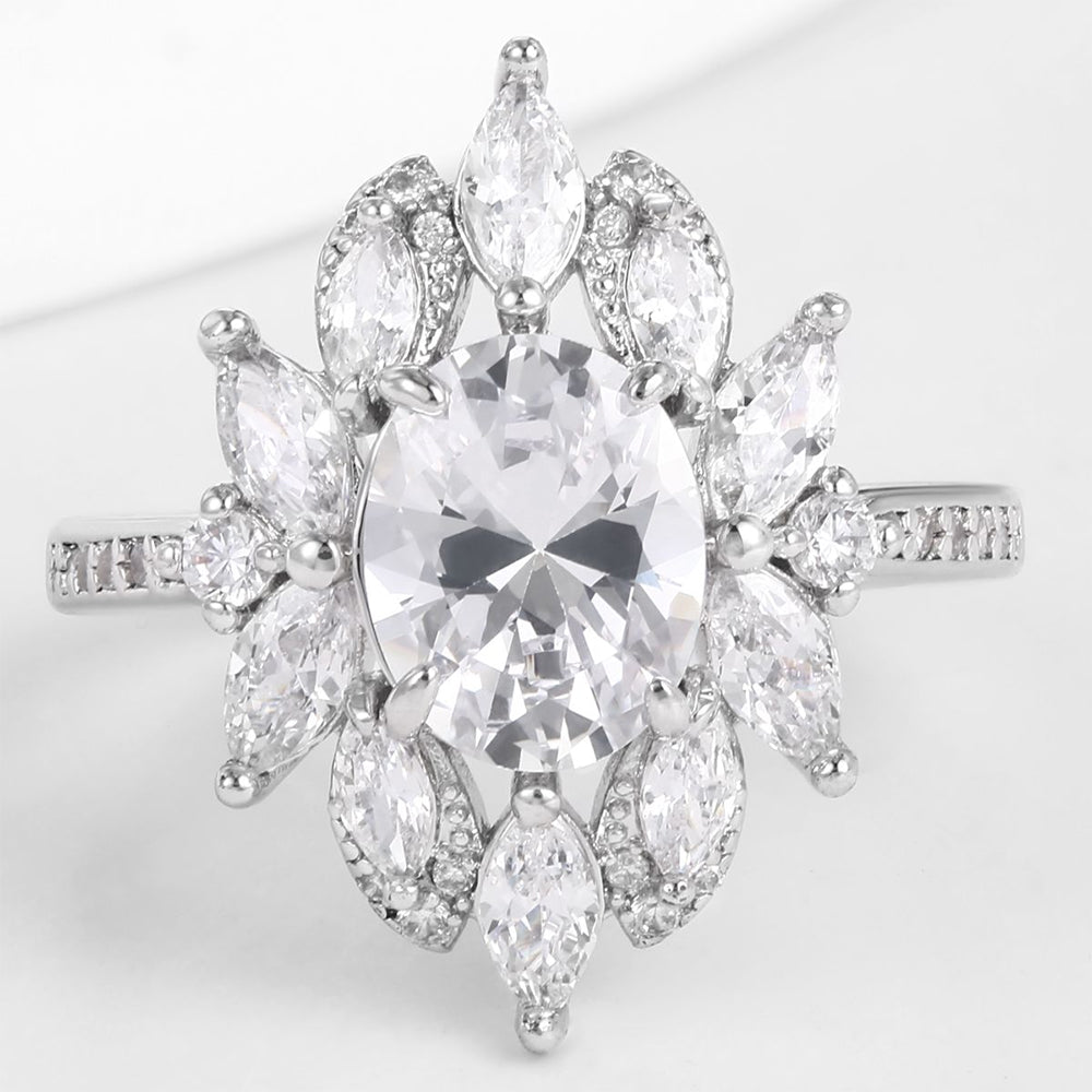 Pierścionek pozłacany z białym kryształem emporia® 1 