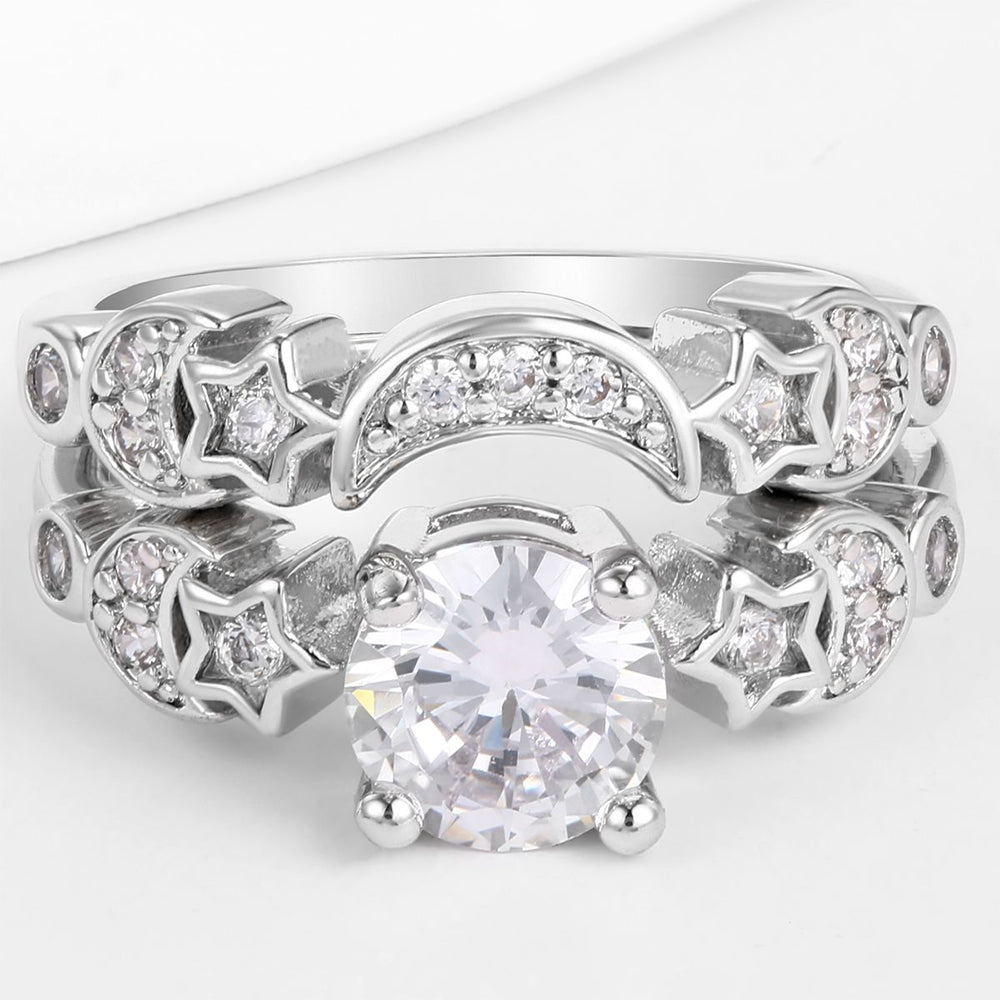 Pierścionek pozłacany z białym kryształem emporia®