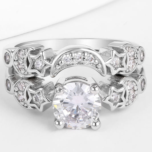 Pierścionek pozłacany z białym kryształem emporia®