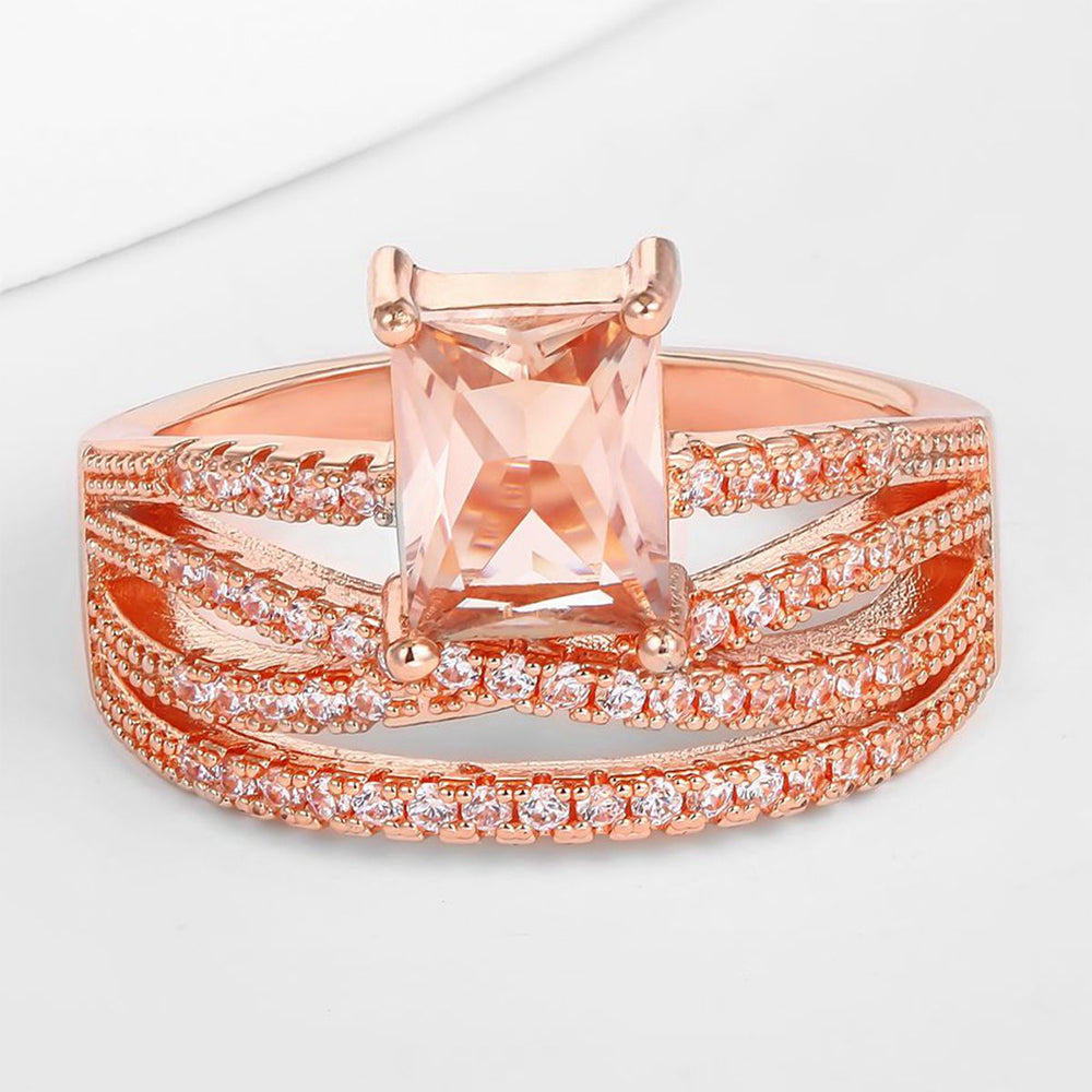 Pierścionek pozłacany z białym kryształem emporia® 1 