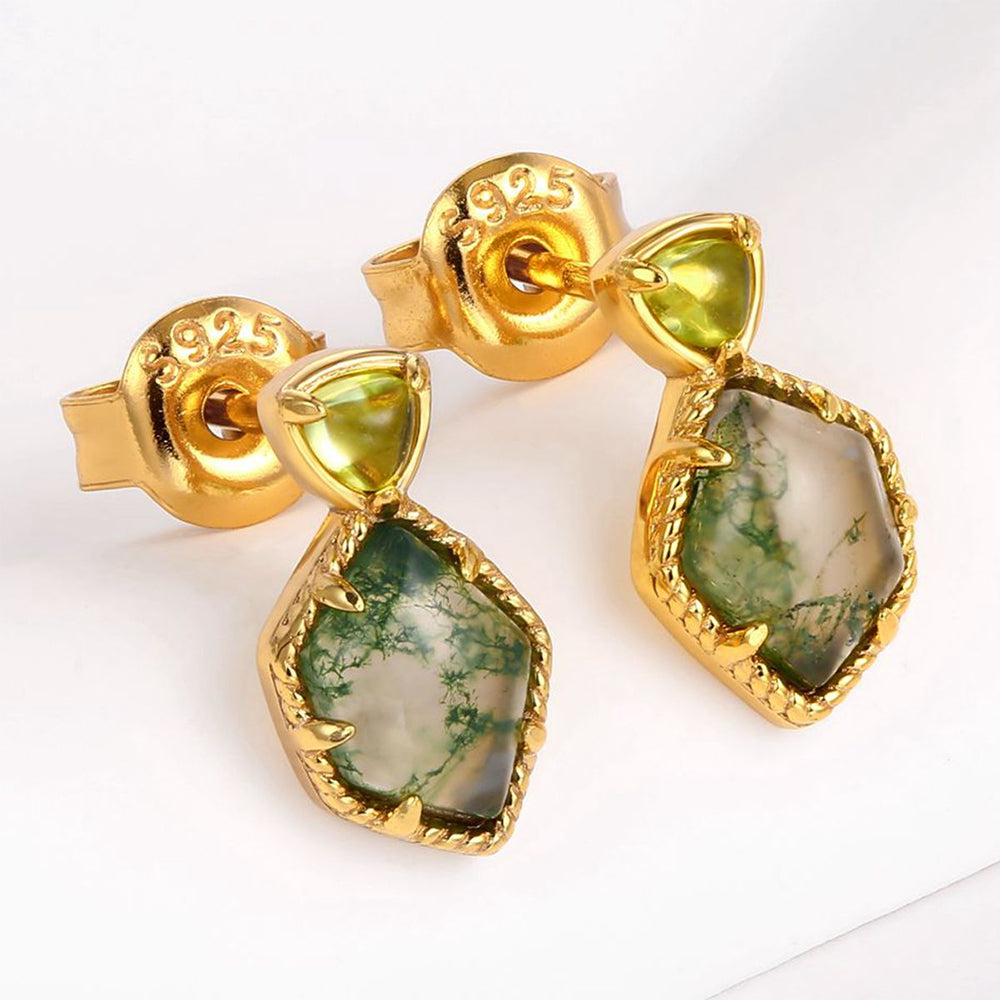 Kolczyki pozłacane z zielonym kryształem emporia® 1 