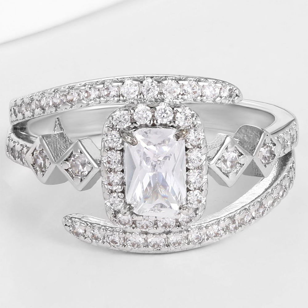 Pierścionek pozłacany z białym kryształem emporia® 1 