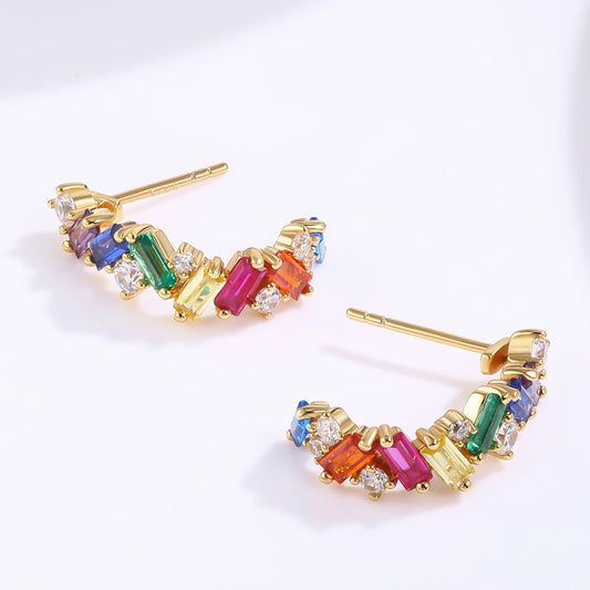 Kolczyki pozłacane z czerwonym kryształem emporia® i zielonym kryształem emporia®