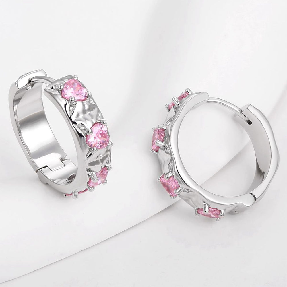 Kolczyki pozłacane z białym kryształem emporia® i różowym kryształem emporia®