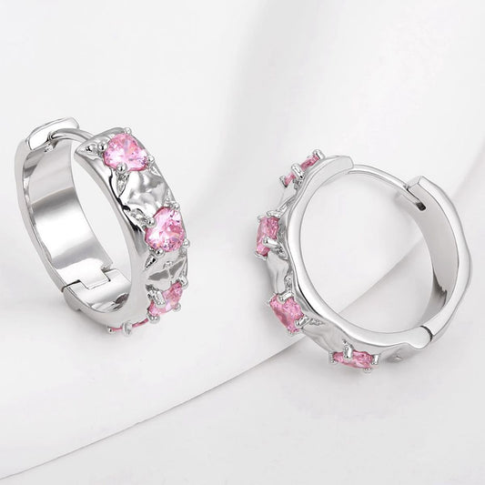 Kolczyki pozłacane z białym kryształem emporia® i różowym kryształem emporia®