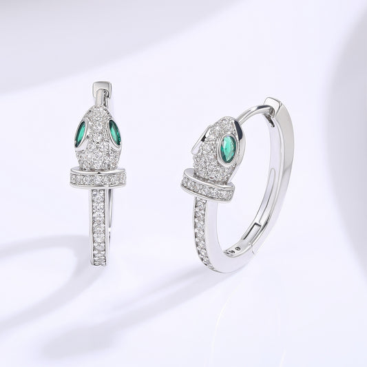 Kolczyki pozłacane z zielonym kryształem emporia® i białym kryształem emporia®