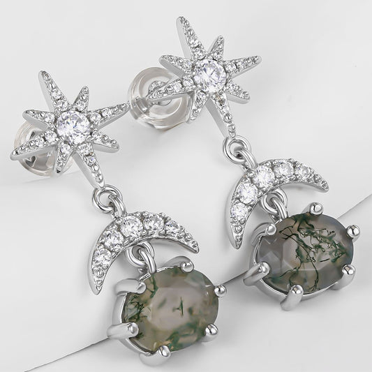 Kolczyki pozłacane z zielonym kryształem emporia® i białym kryształem emporia®