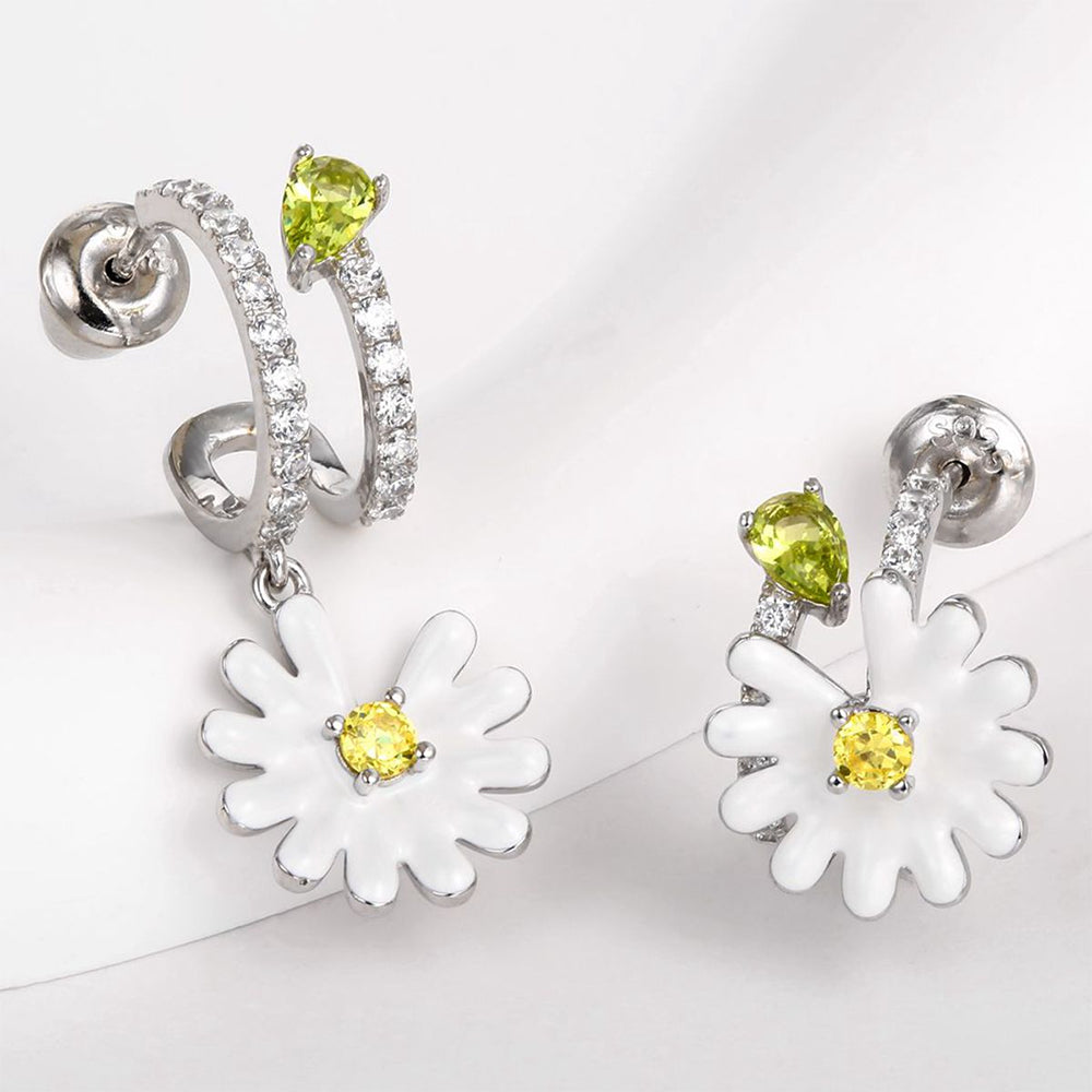 Kolczyki pozłacane z białym kryształem emporia® i żółtym kryształem emporia® 1 