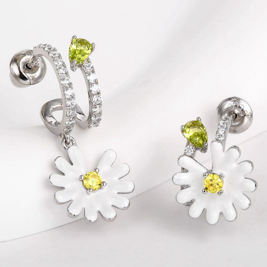 Kolczyki pozłacane z białym kryształem emporia® i żółtym kryształem emporia®