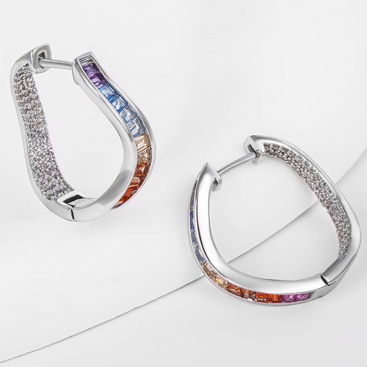 Kolczyki pozłacane z niebieskim kryształem emporia® i czerwonym kryształem emporia®