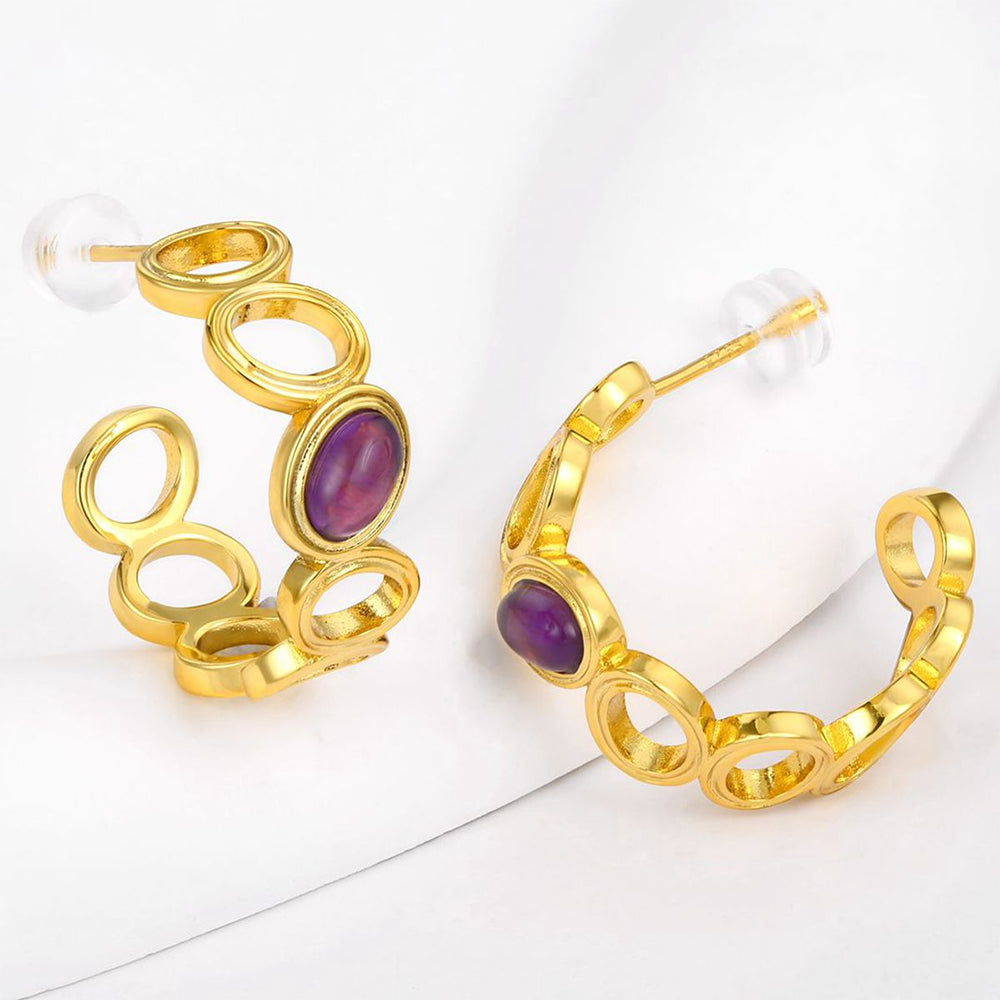 Kolczyki pozłacane z purpurowym kryształem emporia®