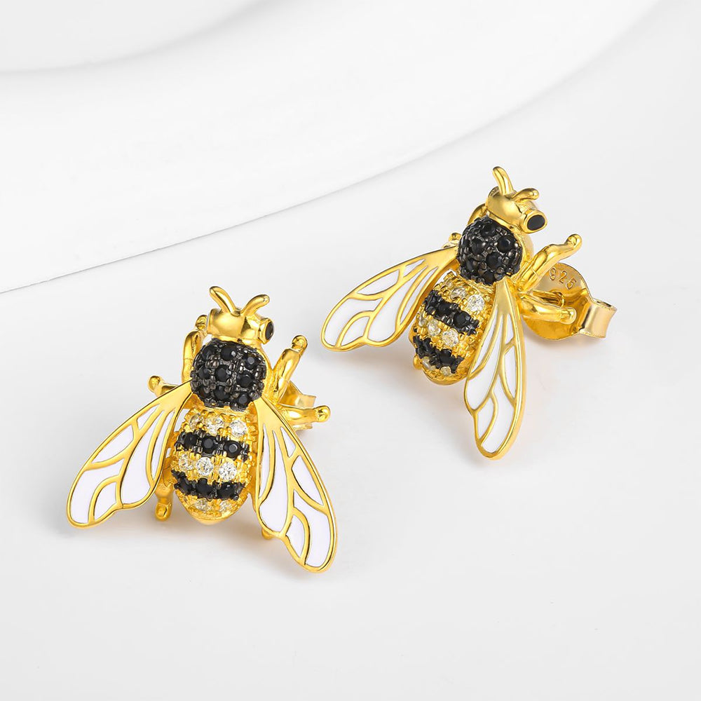 Kolczyki pozłacane z białym kryształem emporia® i czarnym kryształem emporia® 1 