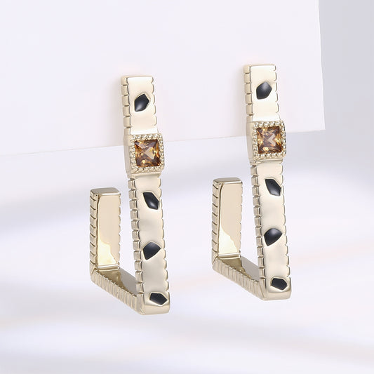 Kolczyki pozłacane z brązowym kryształem emporia®