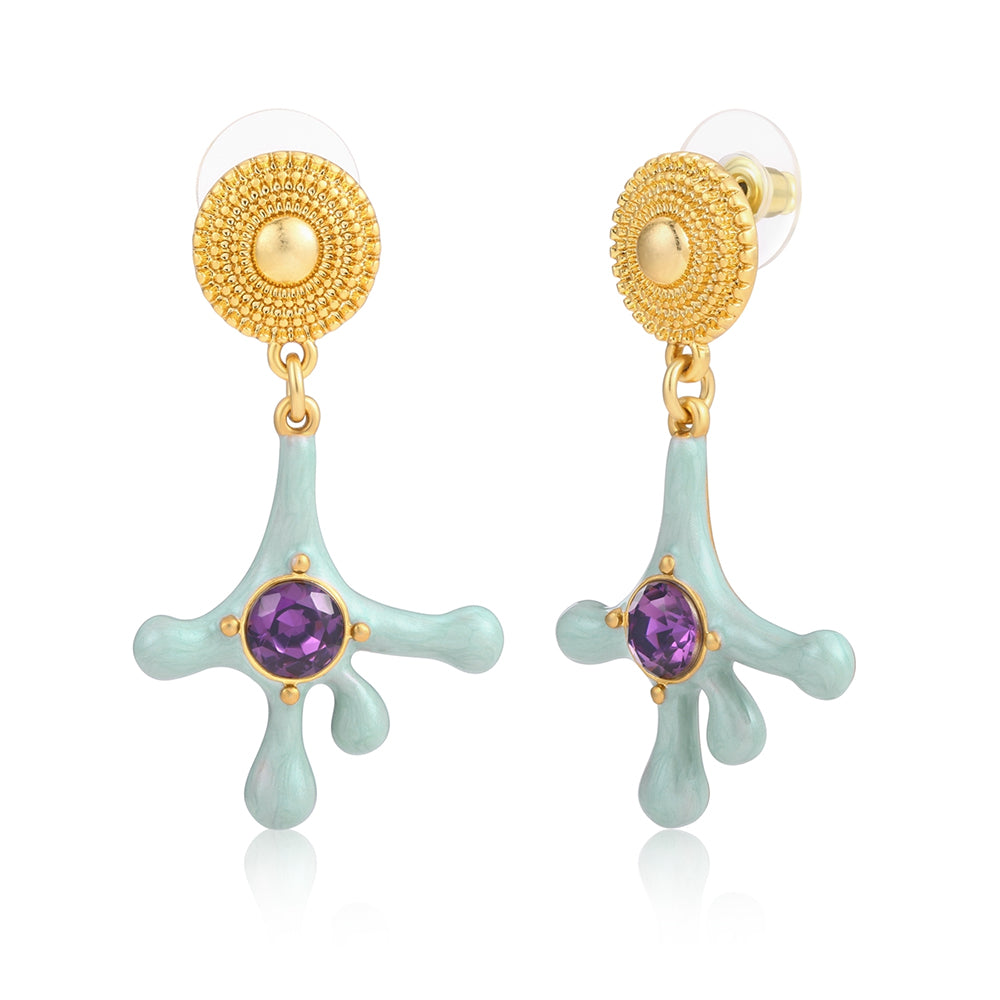 Kolczyki pozłacane z purpurowym kryształem emporia® i emaliowany 1 