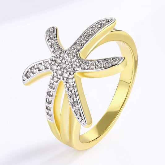 Pierścionek pozłacany z białym kryształem emporia®