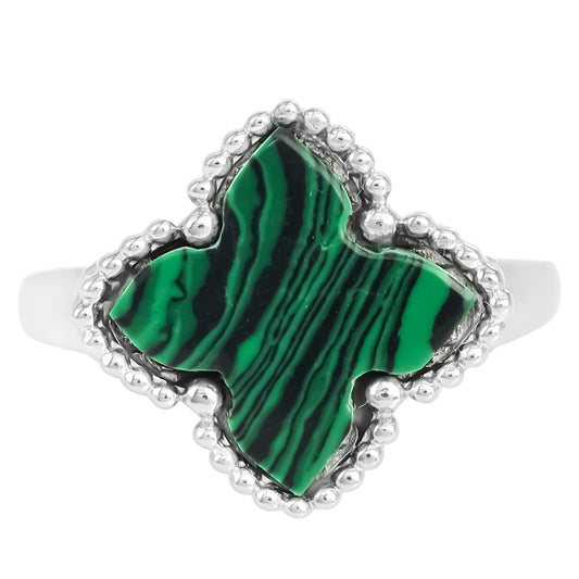 Pierścionek ze srebra próby 925 z malachitem