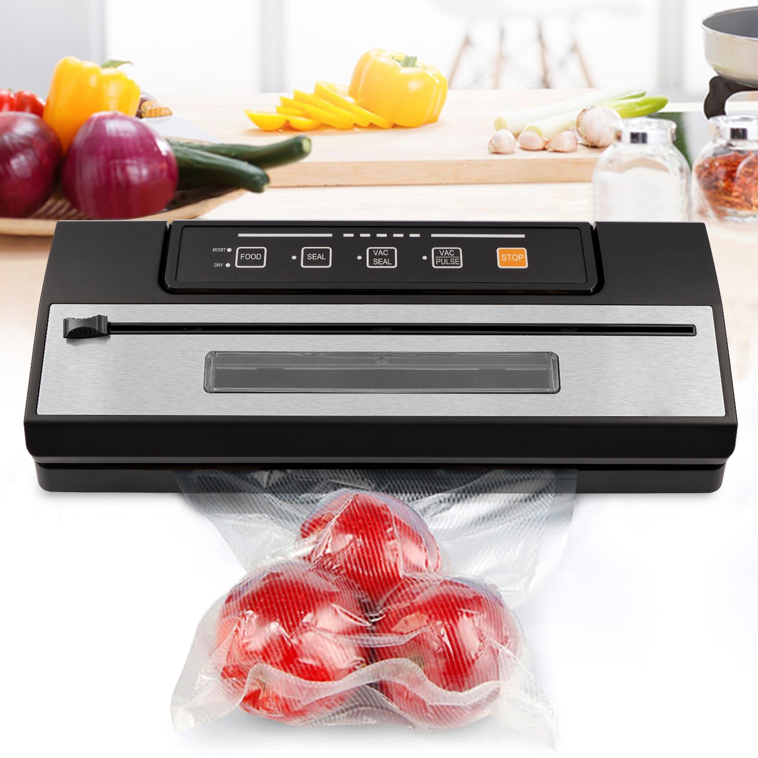 Vacuum Sealer with Pulse Function and built-in Bag cutter, black 4 