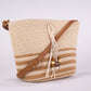 Small Straw Tote Bag with Decorative Wooden Bead Tassel, 25*18*10 cm