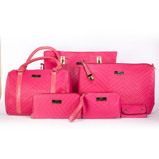 Kolekcja Letnia Emporia 2024 - „Tropikalna”, Zestaw 6 torebek; różowy